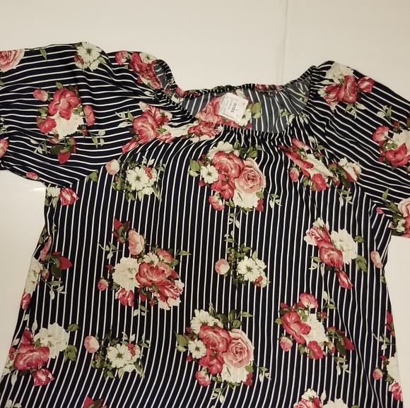 love ryan Tops - 3X Plus Size Love Ryan Blue Stripped Top